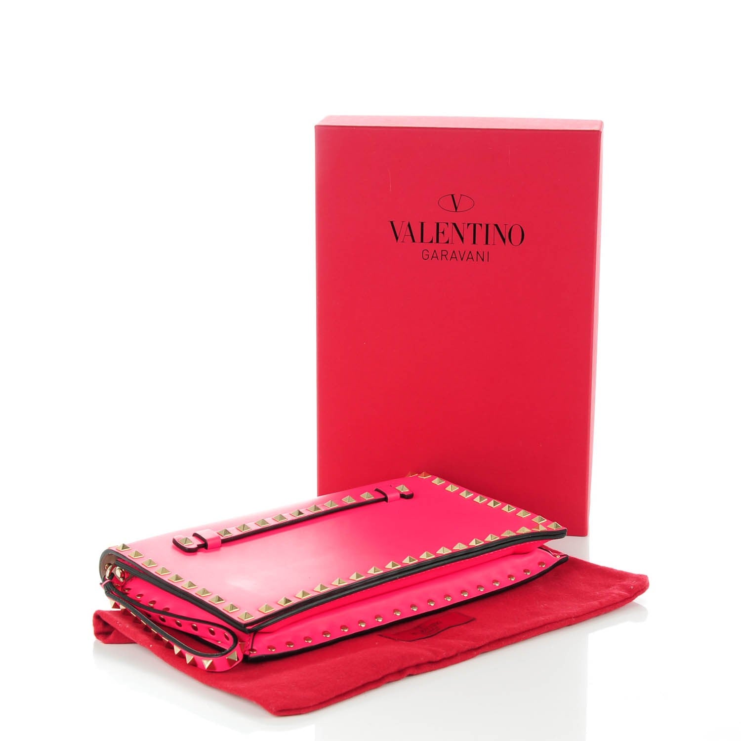 Valentino Garavani Nappa Rockstud Wristlet Clutch Fuxia Fluo 5 of 8
