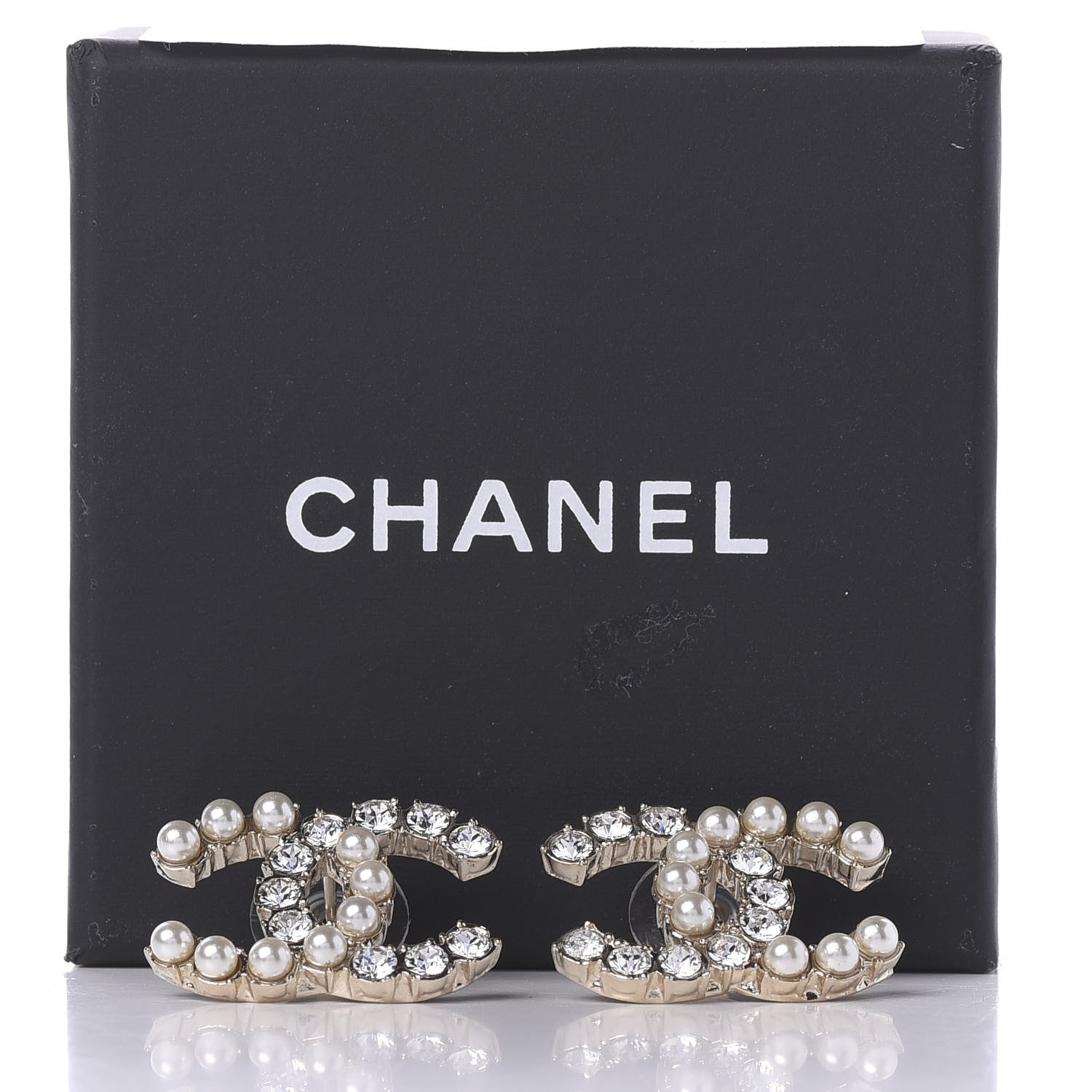 Chanel Crystal Pearl CC Dazzling Domino Earrings Gold 5 of 6