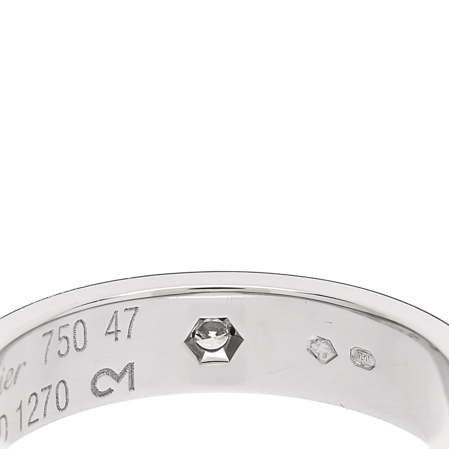 Cartier 18K White Gold Diamond 4mm LOVE Wedding Band Ring 47 4 5 of 5
