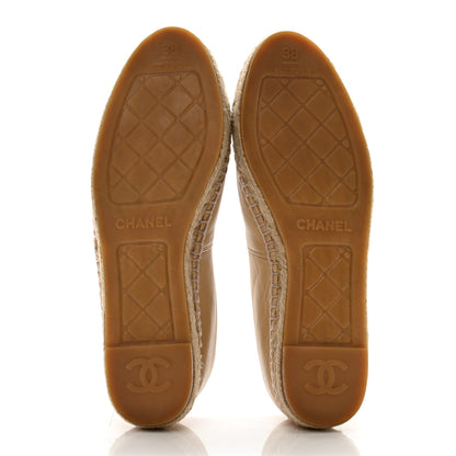 Chanel Lambskin CC Espadrilles 38 Beige Black 5 of 11