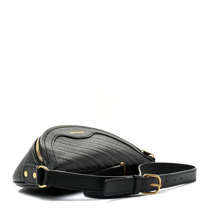 Balenciaga Shiny Goatskin Allover Logo Embossed XXS Souvenir Belt Bag Black 3 of 11