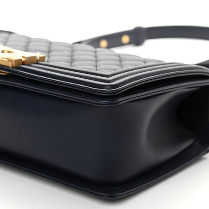 Chanel Calfskin Medium Boy Logo Top Handle Flap Navy 9 of 9