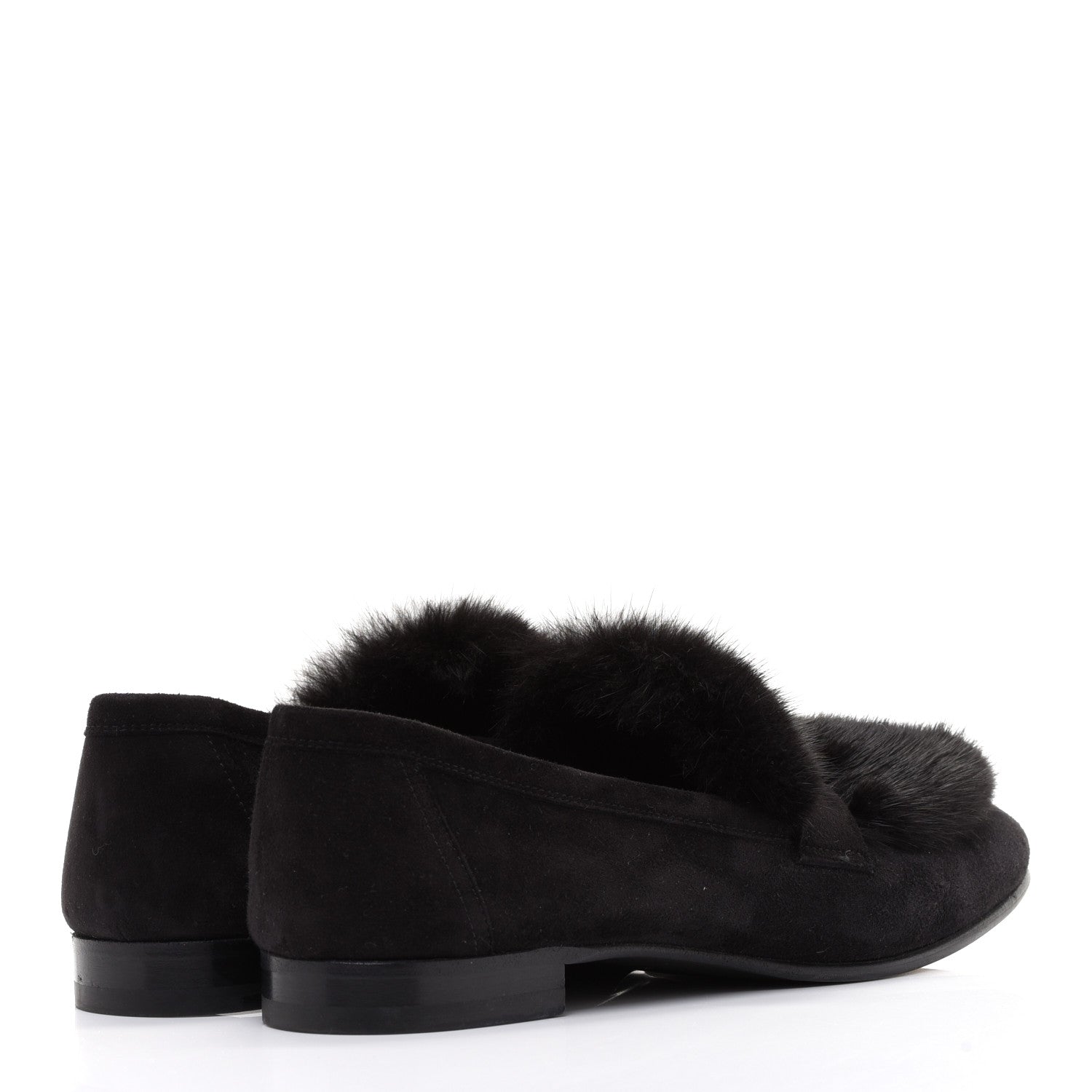 Hermes Mink Fur Suede Goatskin Paris Loafers 38.5 Black 4 of 11