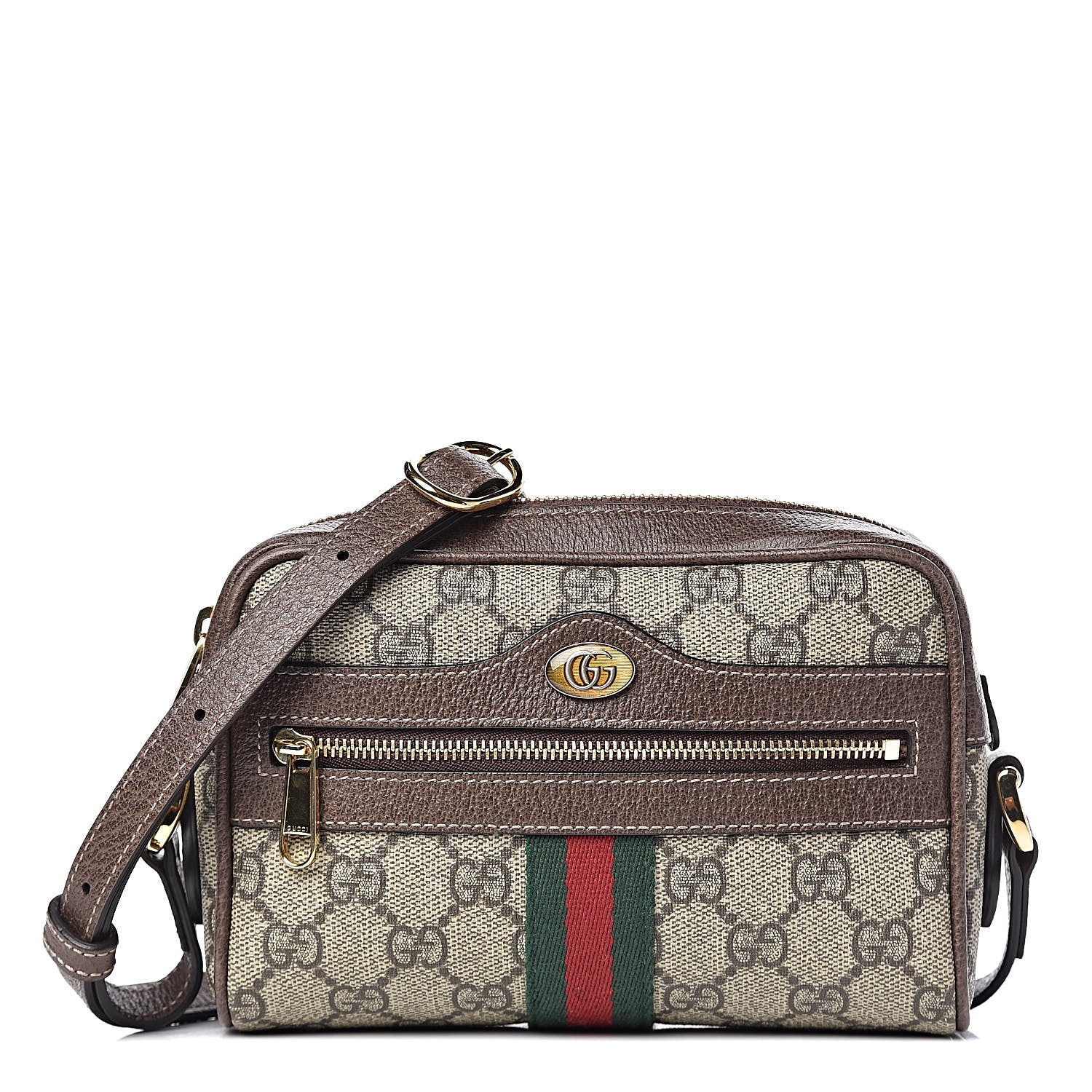 Gucci GG Supreme Monogram Web Mini Ophidia Shoulder Bag Brown 1 of 11