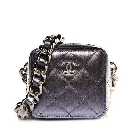 Chanel Gradient Metallic Lambskin Quilted Like A Wallet Clutch With Chain Silver Purple 1 of 12