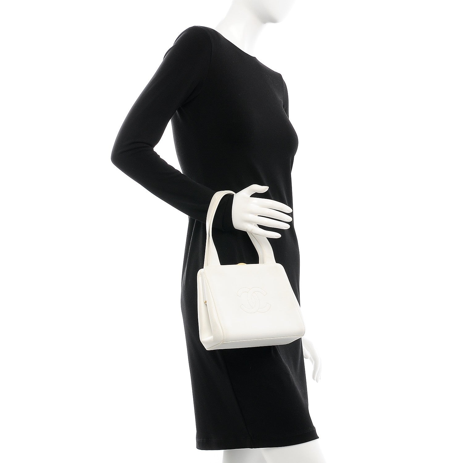 Chanel Caviar CC Frame Evening Bag White 2 of 12