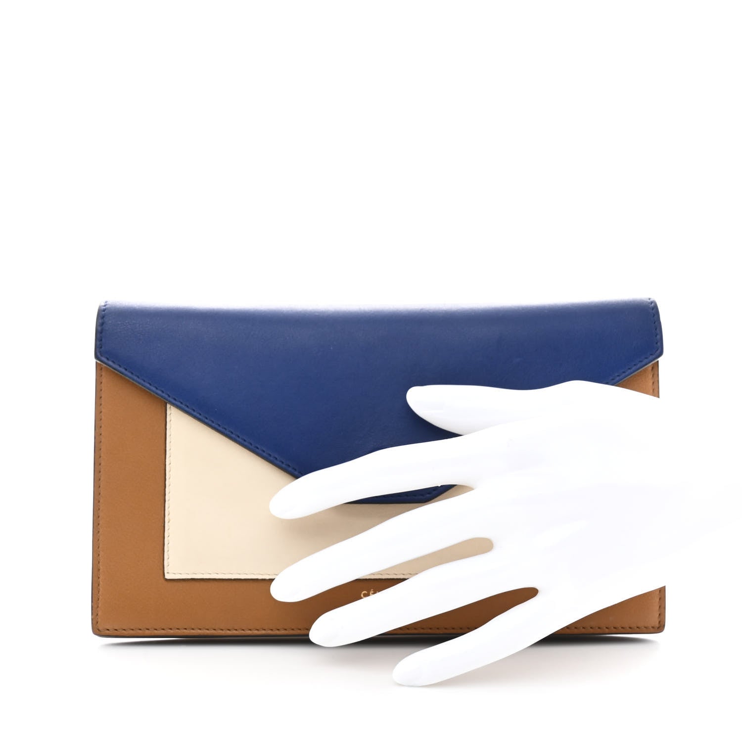 Celine Liege Calfskin Pocket Tri-Fold Multifunction Envelope Flap Wallet Navy Multicolor 2 of 11
