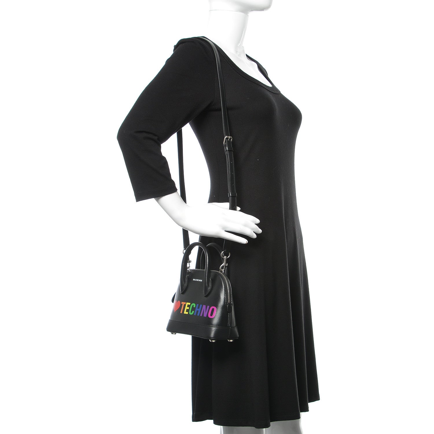 Balenciaga Calfskin I Love Techno XXS Ville Top Handle Bag Black Multicolor 2 of 8