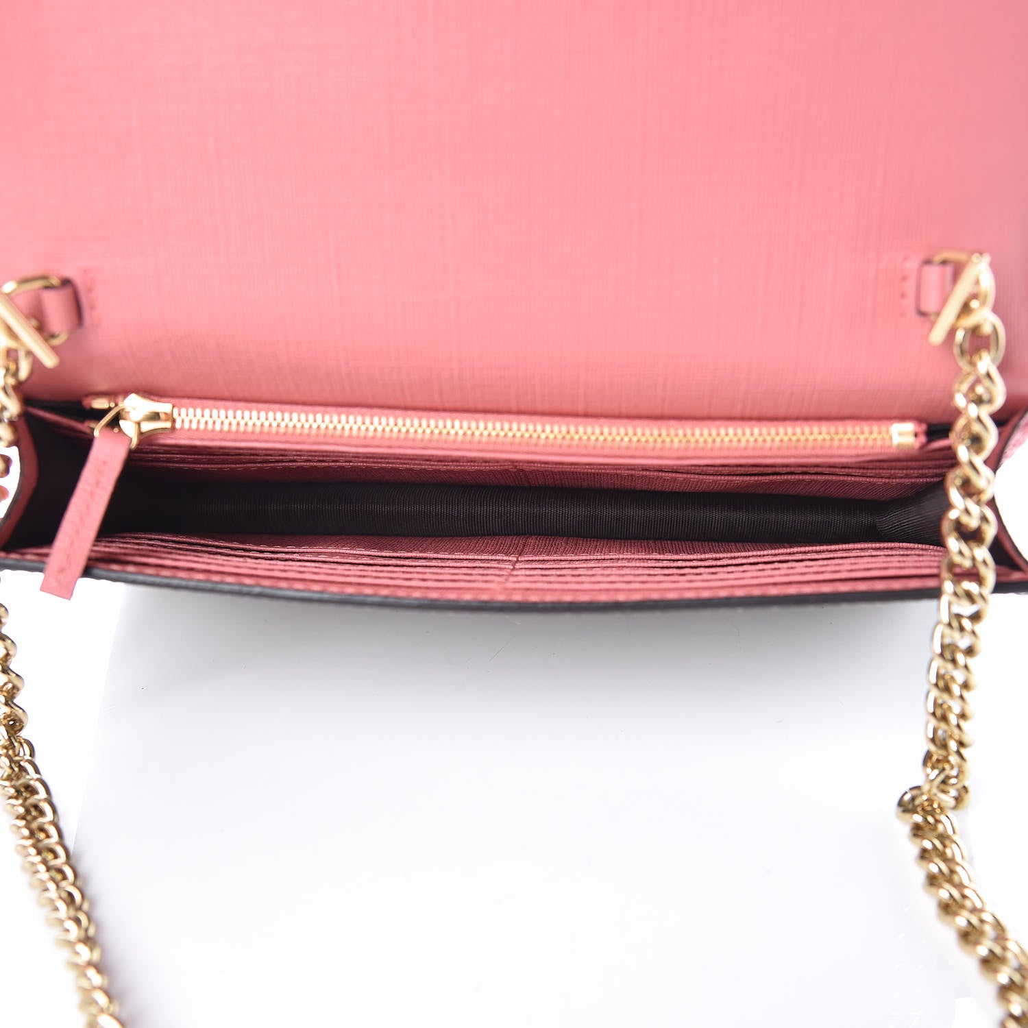 Gucci GG Supreme Monogram Face Embroidered Chain Wallet Pink 5 of 9