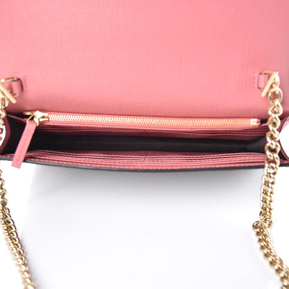 Gucci GG Supreme Monogram Face Embroidered Chain Wallet Pink 5 of 9