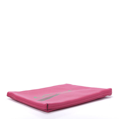 Gucci Pebbled Calfskin Medium Logo Portfolio Clutch Box Pink Green 4 of 8
