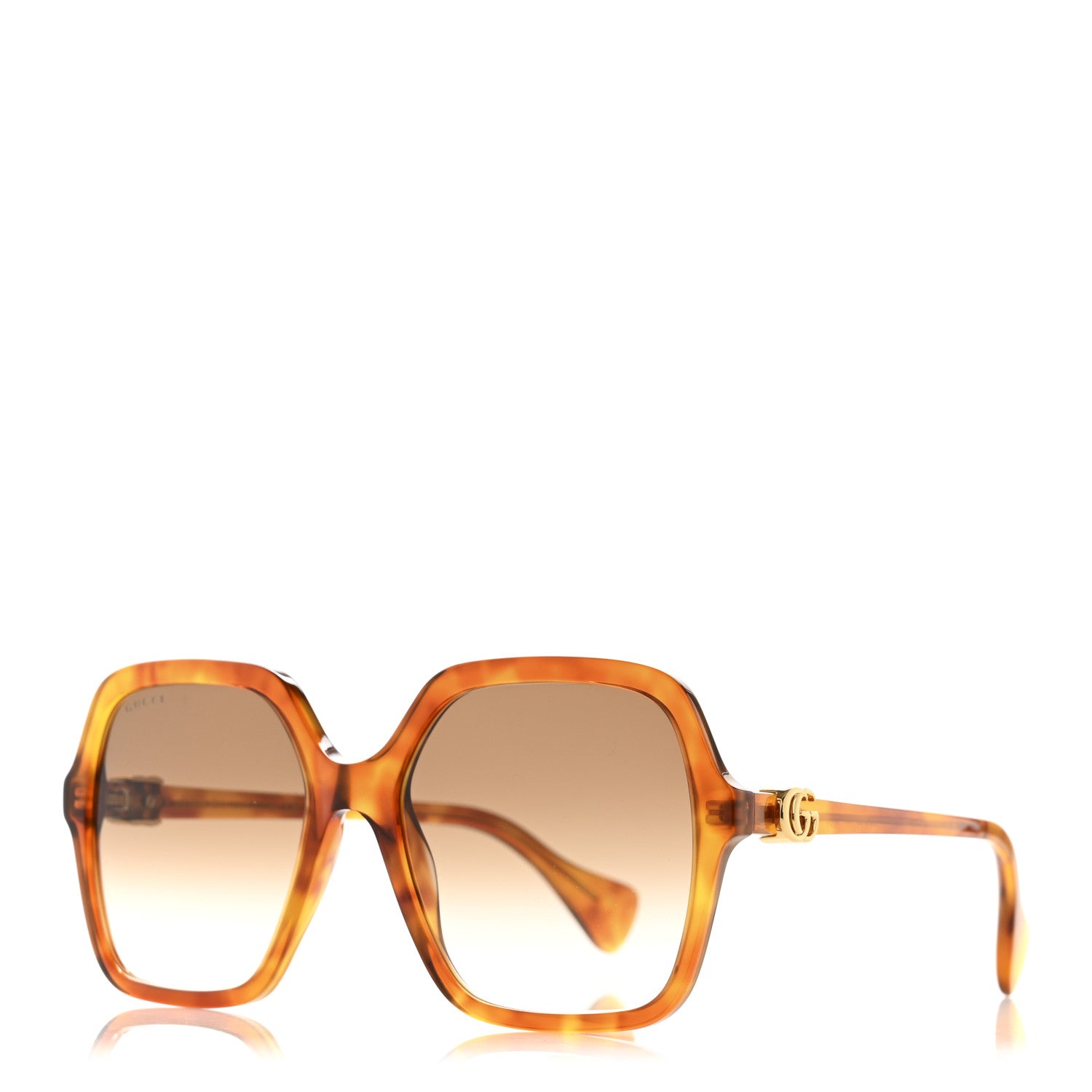 Gucci Acetate Oversize Rectangle Frame GG1072S Sunglasses Tortoise 1 of 8