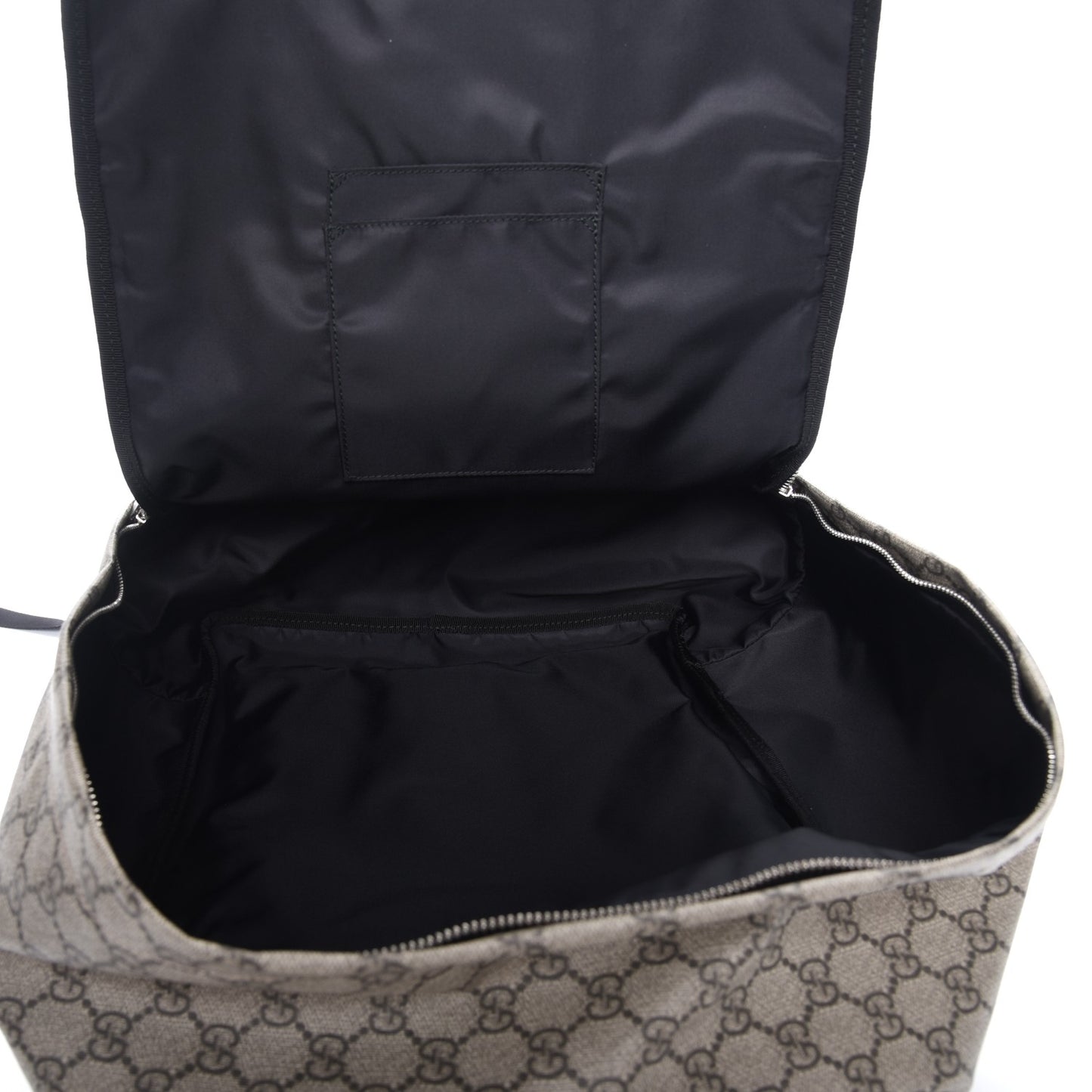 Soft GG Supreme Monogram Appia Calfskin Web Tote Backpack Beige Ebony Black