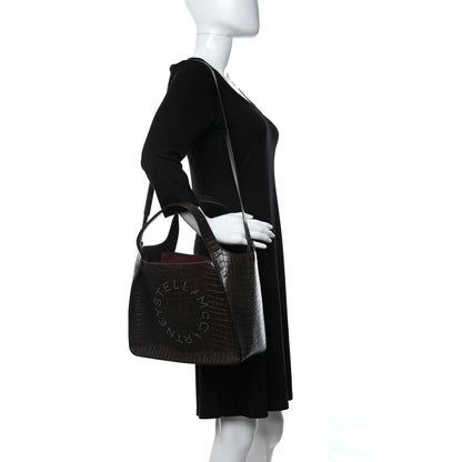 Stella McCartney Crocodile Embossed Studded Logo Alter Nappa East West Tote Brown 2 of 10