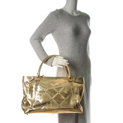 Burberry Metallic Patent Check Embossed Ember Tote Gold 2 of 10