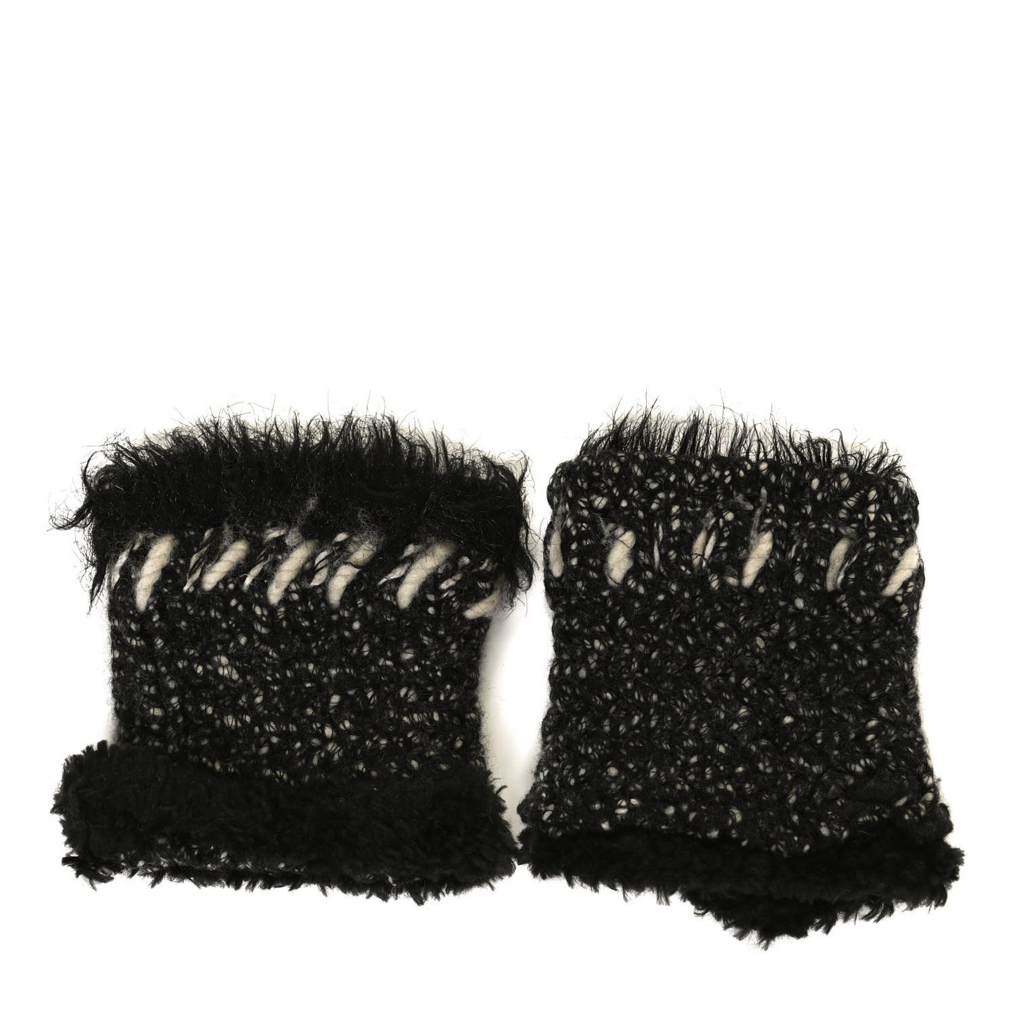 Tweed Fingerless Gloves Black