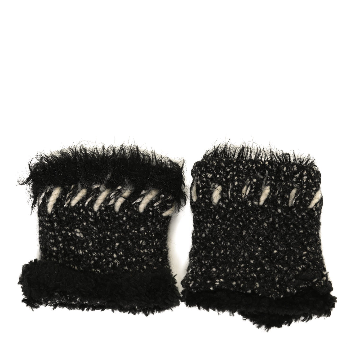 Chanel Tweed Fingerless Gloves Black 1 of 5