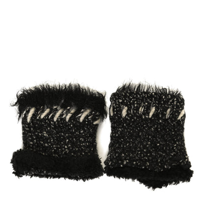 Chanel Tweed Fingerless Gloves Black 1 of 5