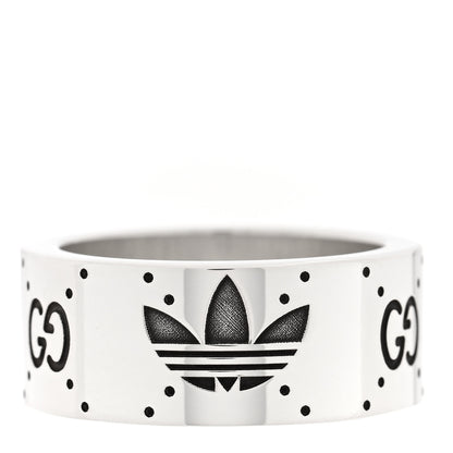 Gucci X ADIDAS Sterling Silver Trefoil GG Monogram Extra Wide Band Ring 57 8 1 of 5