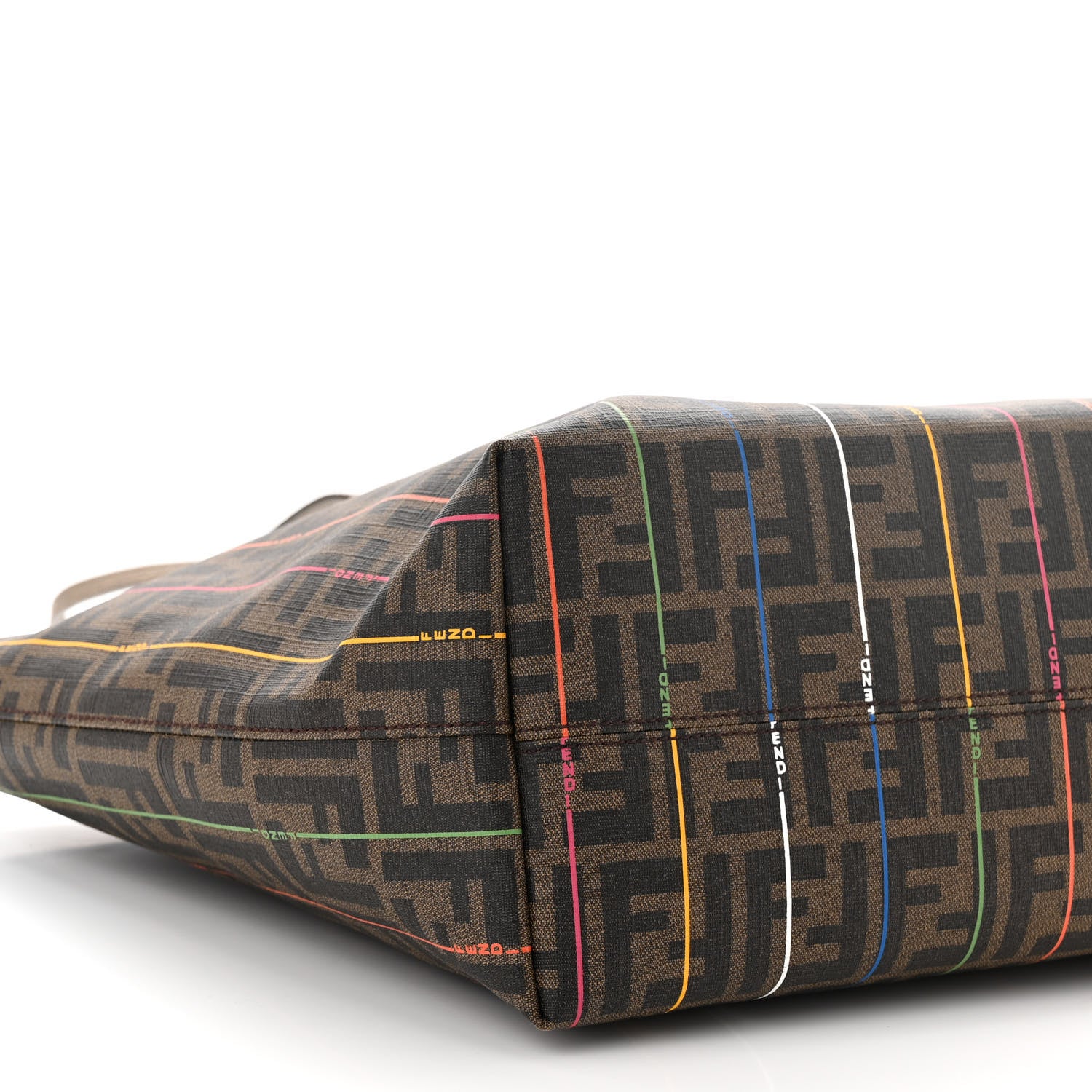 Fendi Zucca Spalmati Striped Large Roll Tote Tobacco Multicolor 9 of 14