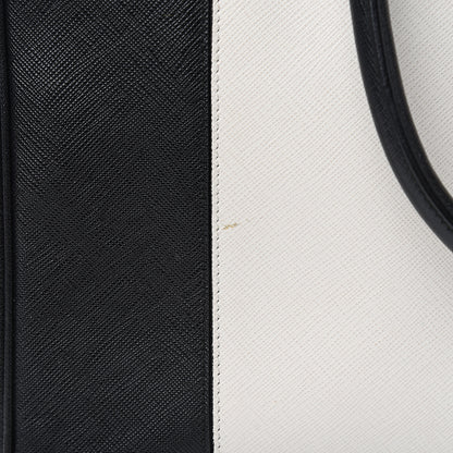 Prada Saffiano Lux Colorblock Medium Galleria Double Zip Tote Black Talco 8 of 13