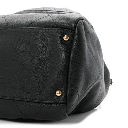 Chanel Grained Calfskin Lambskin Quilted Large Bowling Bag Black 10 of 10