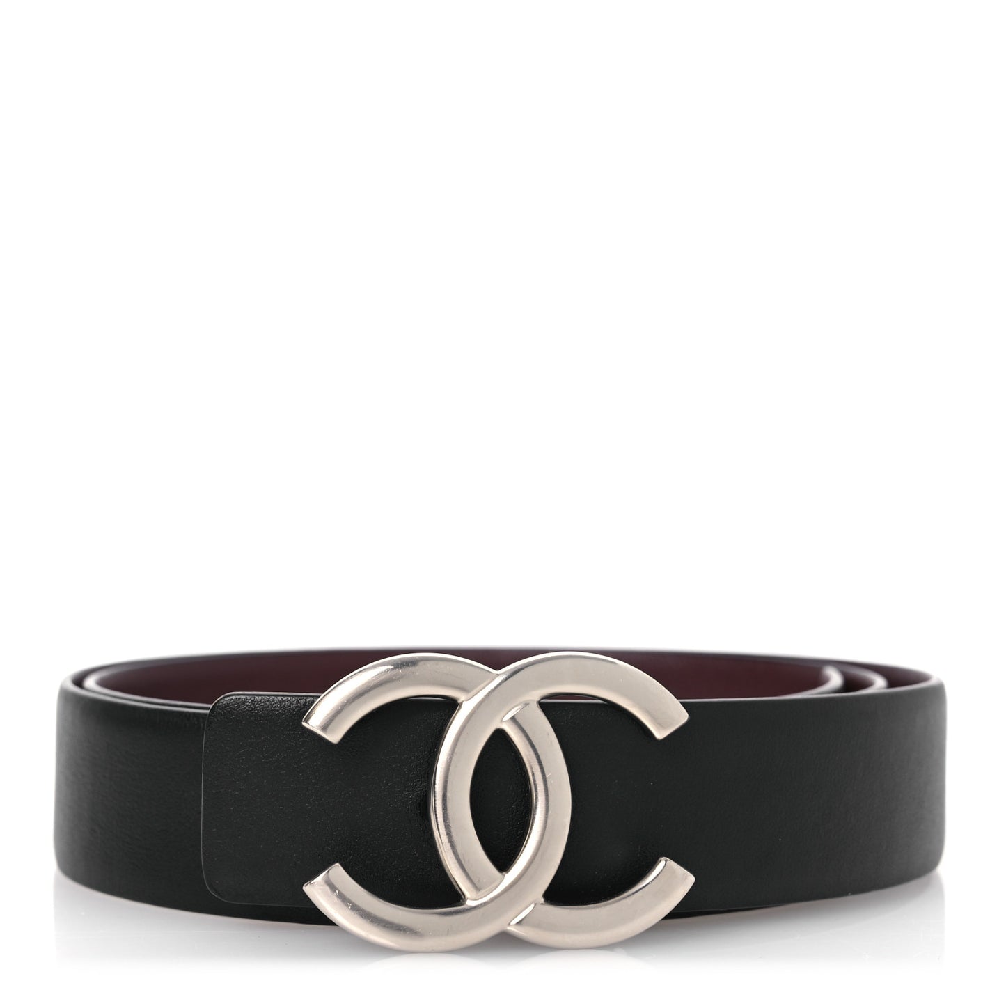 Calfskin CC Reversible Belt 85 34 Black Burgundy