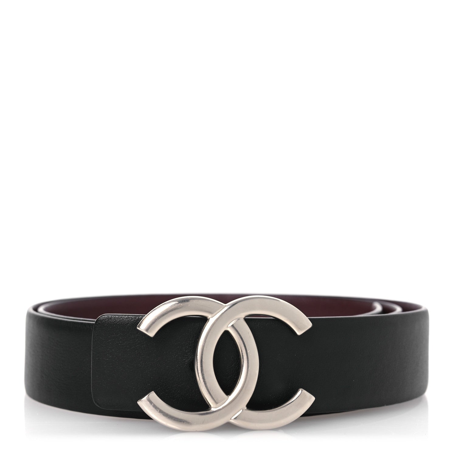 Chanel Calfskin CC Reversible Belt 85 34 Black Burgundy 1 of 9