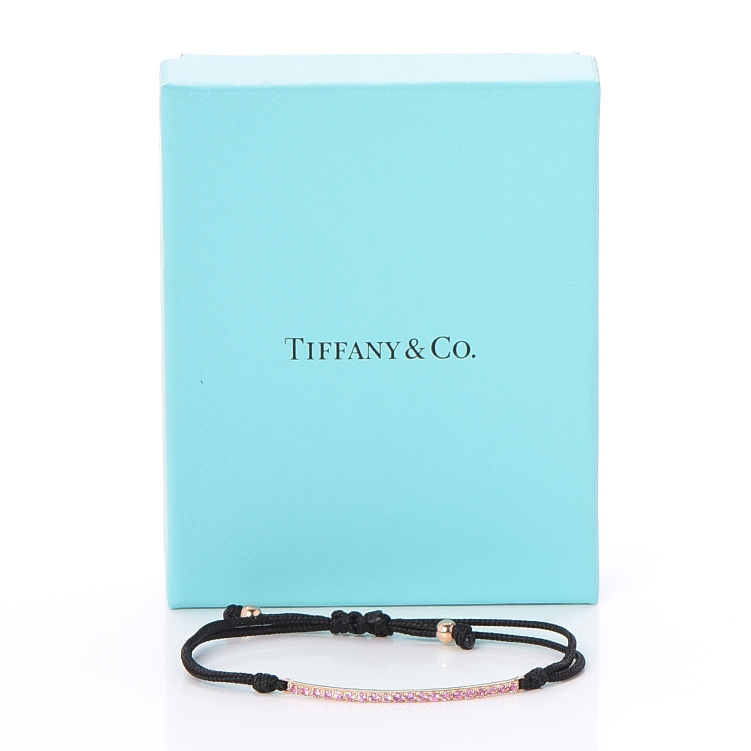 Tiffany 18K Rose Gold Pink Sapphire Metro Bar Cord Bracelet 6 of 6