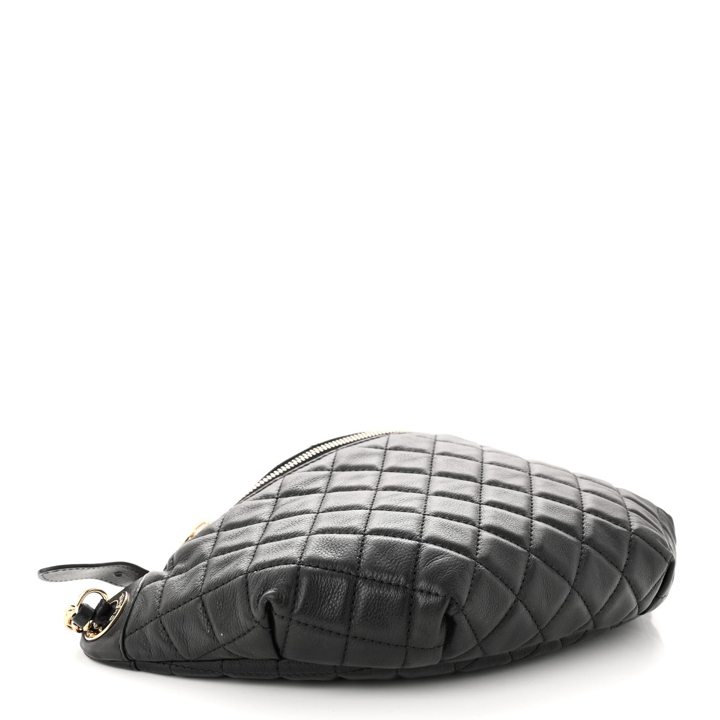 Calfskin Quilted Banane Waist Bag Fanny Pack Black