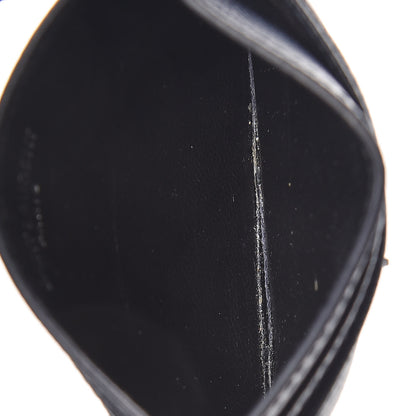 Saint Laurent Grain De Poudre Matelasse Monogram Chevron Credit Card Case Deep Marine 5 of 7