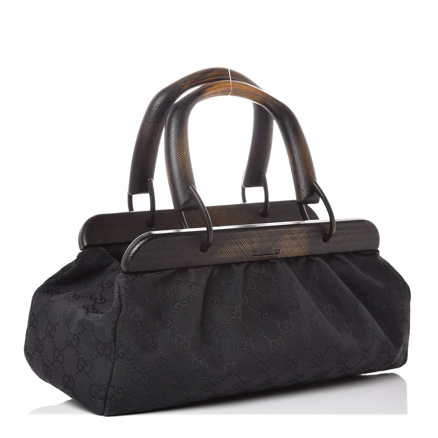 Monogram Wood Handle Frame Doctor Bag Black