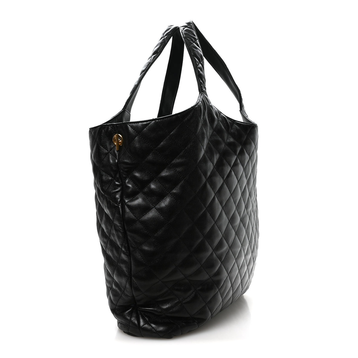 Lambskin Quilted Maxi Icare Shopping Tote Black