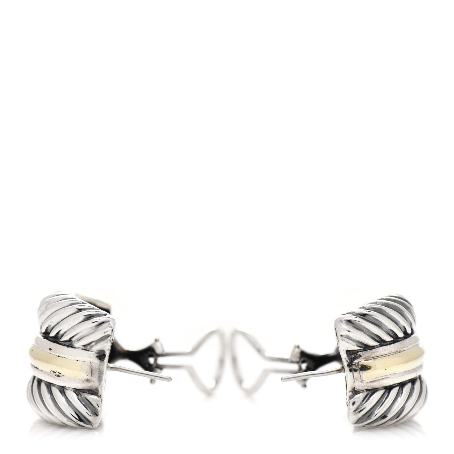Sterling Silver 14K Yellow Gold Cable Hoop Earrings