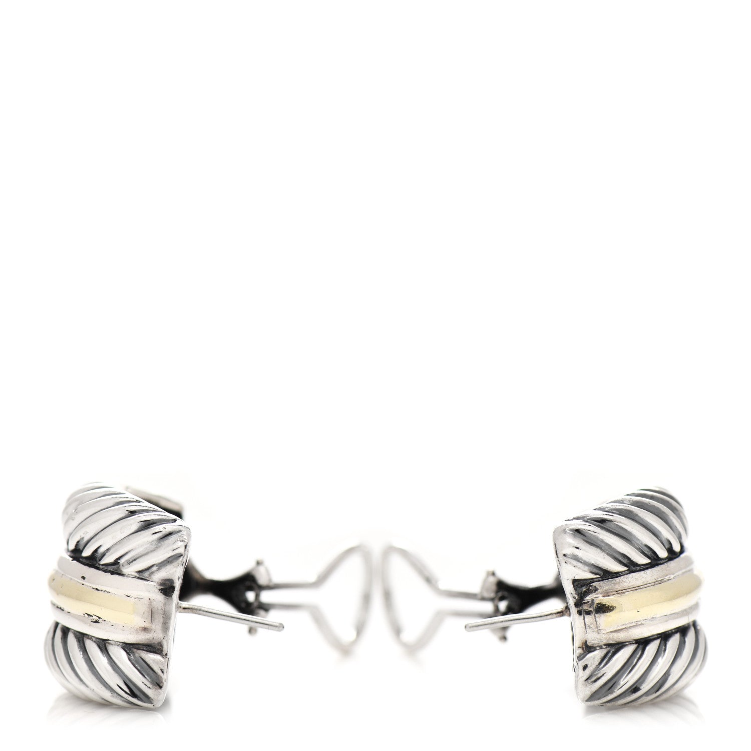David Yurman Sterling Silver 14K Yellow Gold Cable Hoop Earrings 3 of 5