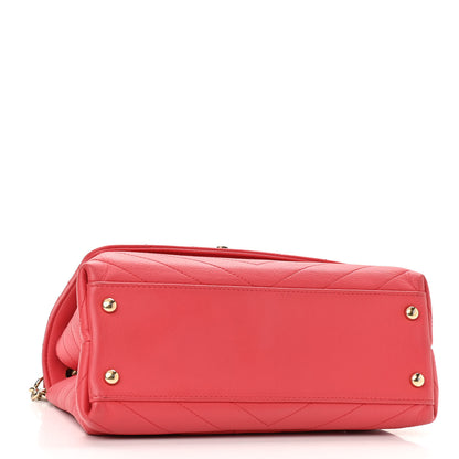 Chanel Grained Calfskin Small Chevron Chic Top Handle Flap Red 4 of 12