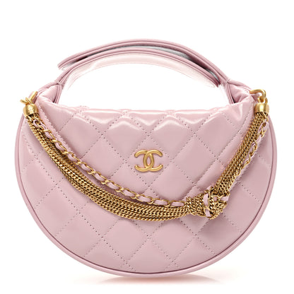Chanel Shiny Crumpled Calfskin Quilted Precious Tie Hobo Light Purple 1 of 10