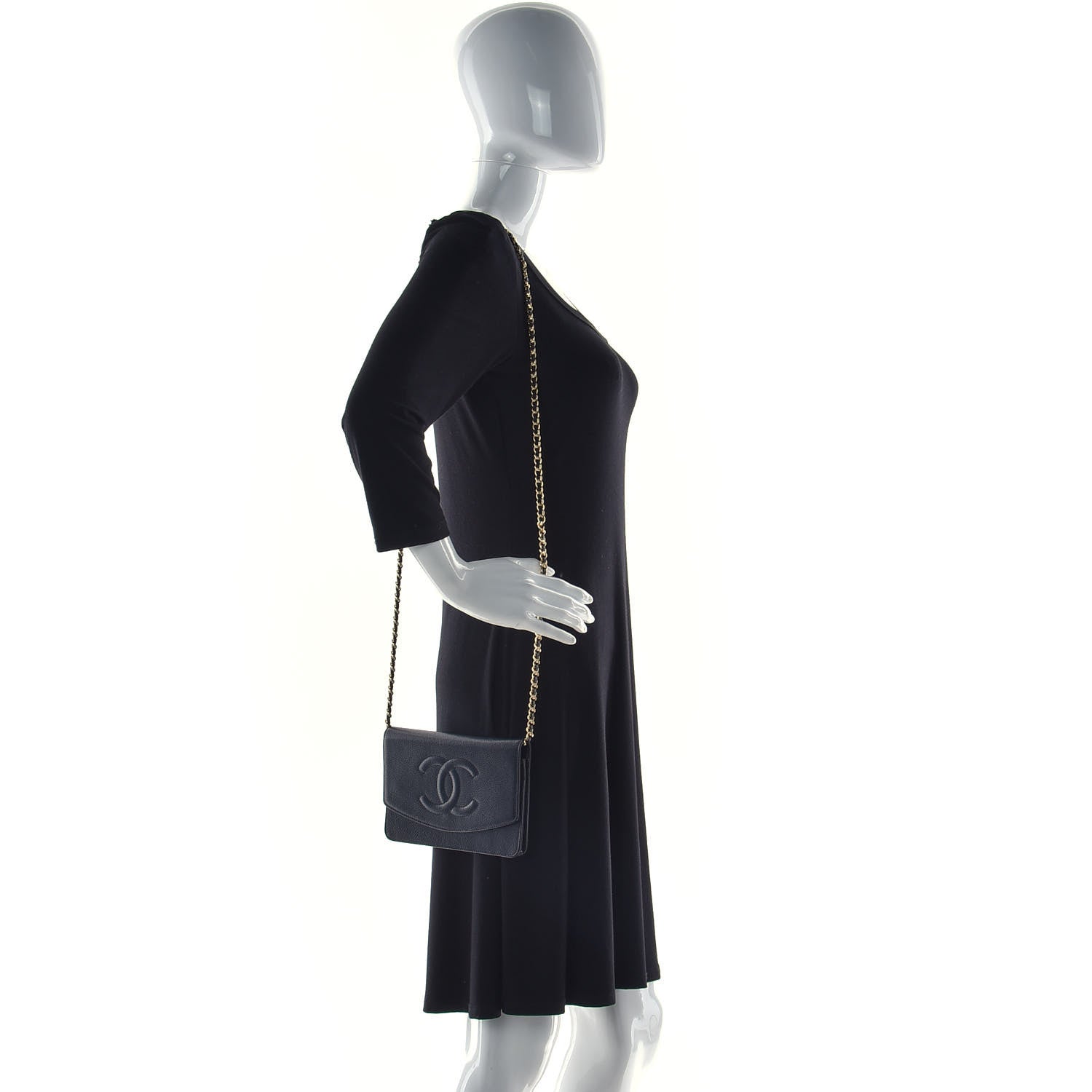 Chanel Caviar Timeless CC Wallet On Chain WOC Black 3 of 15