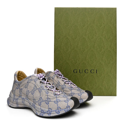 Gucci Ultralight Plume Calfskin Monogram Printed Mens Gucci Run Sneakers 10 Beige Blue 10 of 10