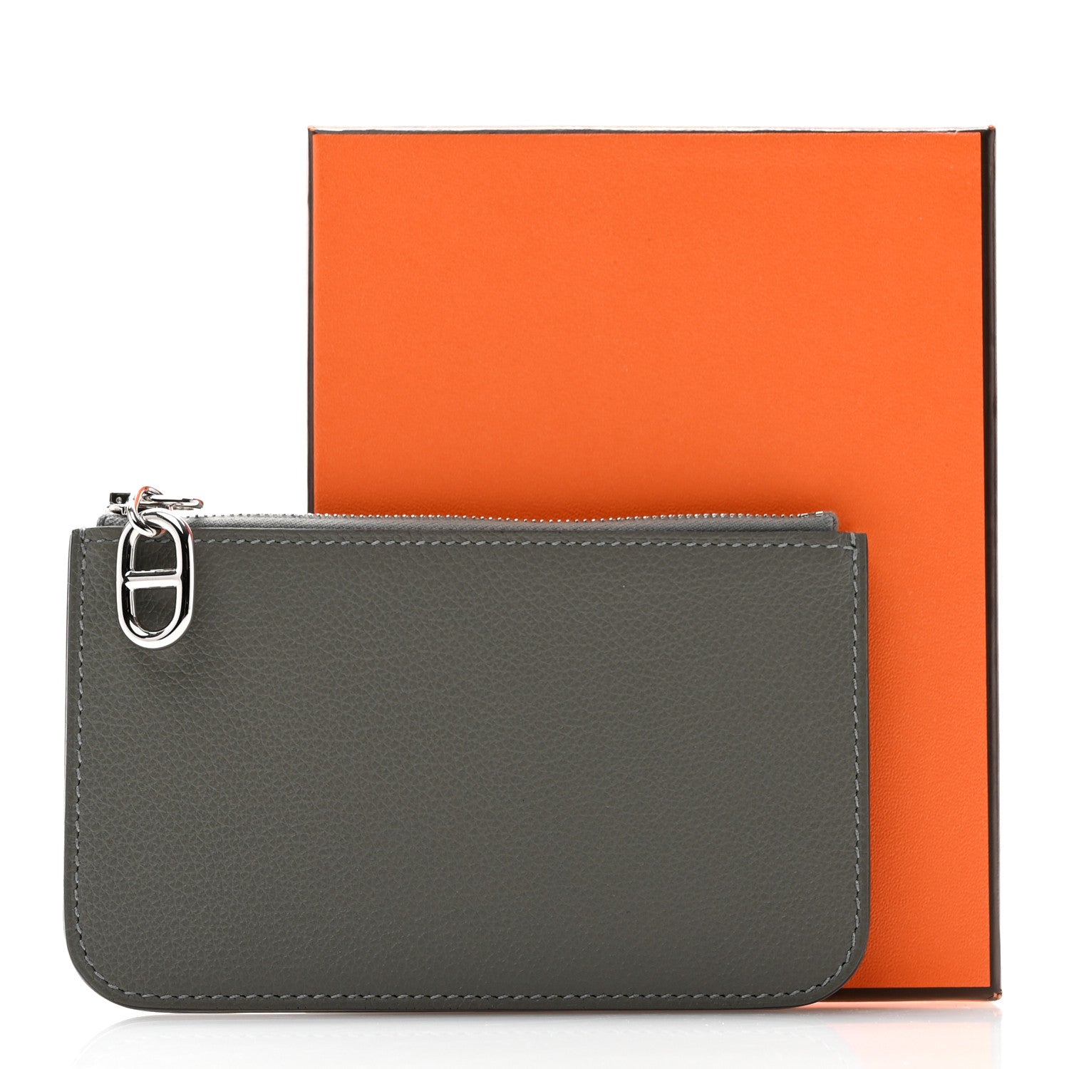 Hermes Evercolor Zipengo Chaine D'Ancre Card Holder Gris Meyer 9 of 9