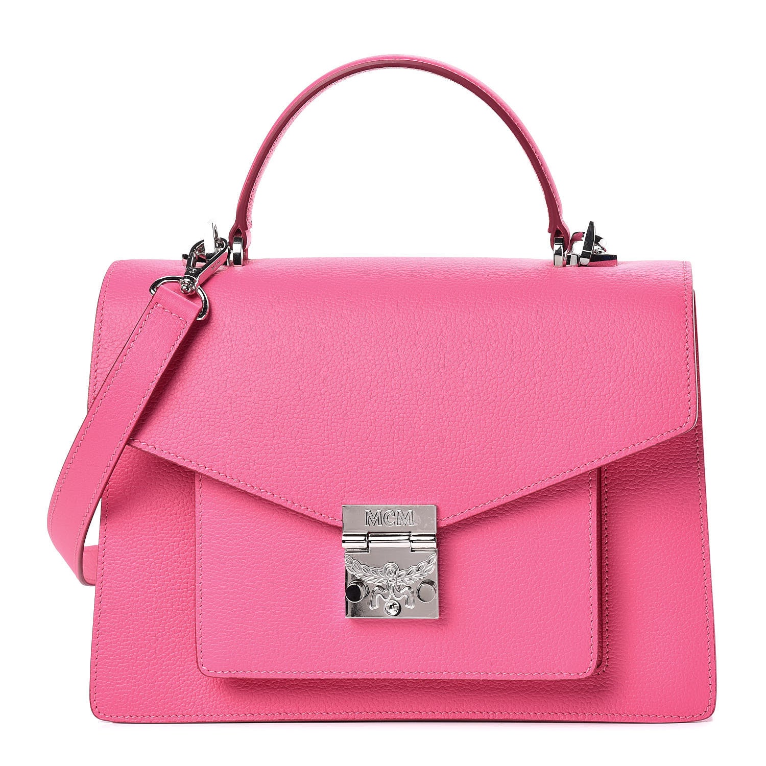 MCM Grained Calfskin Medium Patricia Park Avenue Satchel Sugar Pink 1 of 9