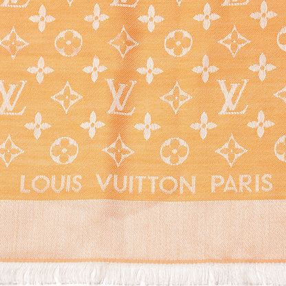 Louis Vuitton Wool Silk Monogram Denim Shawl Orange 4 of 4