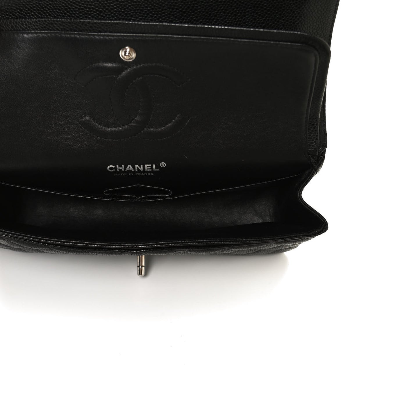 Caviar Quilted Medium Double Flap Black