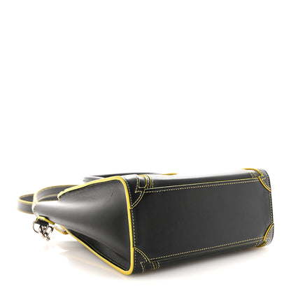Celine Satin Calfskin Nano Debossed Luggage Black Yellow 4 of 9