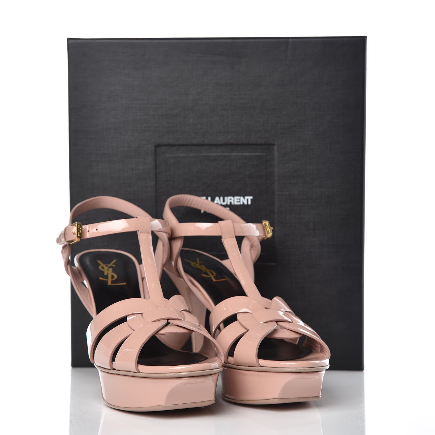 Saint Laurent Patent Tribute 75 Platform Sandals 38 Pale Pink 9 of 9