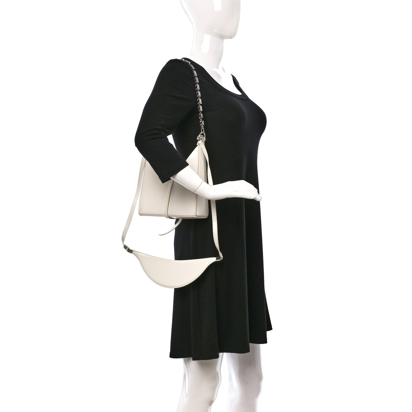 Box Calfskin Mini Cut Out Shoulder Bag Ivory