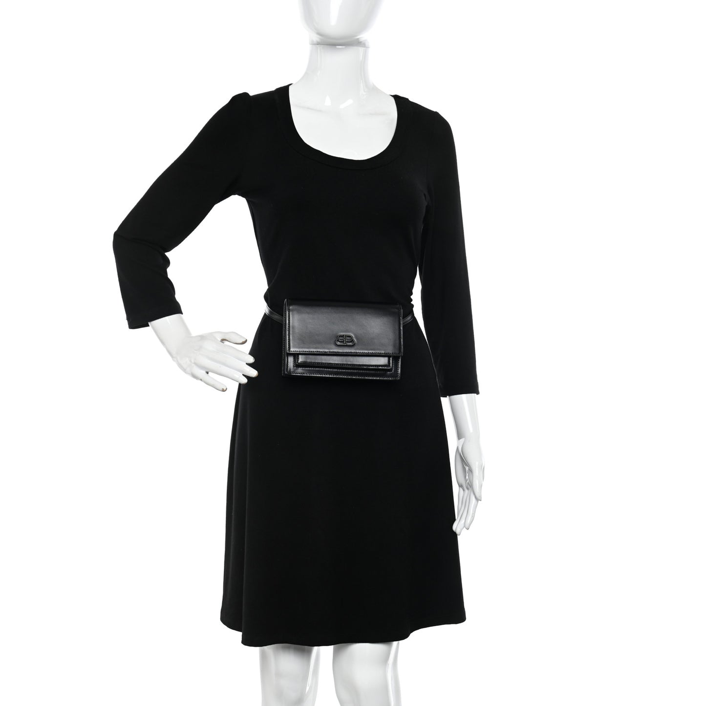 Shiny Box Calfskin Monochrome XS Sharp Belt Bag Black