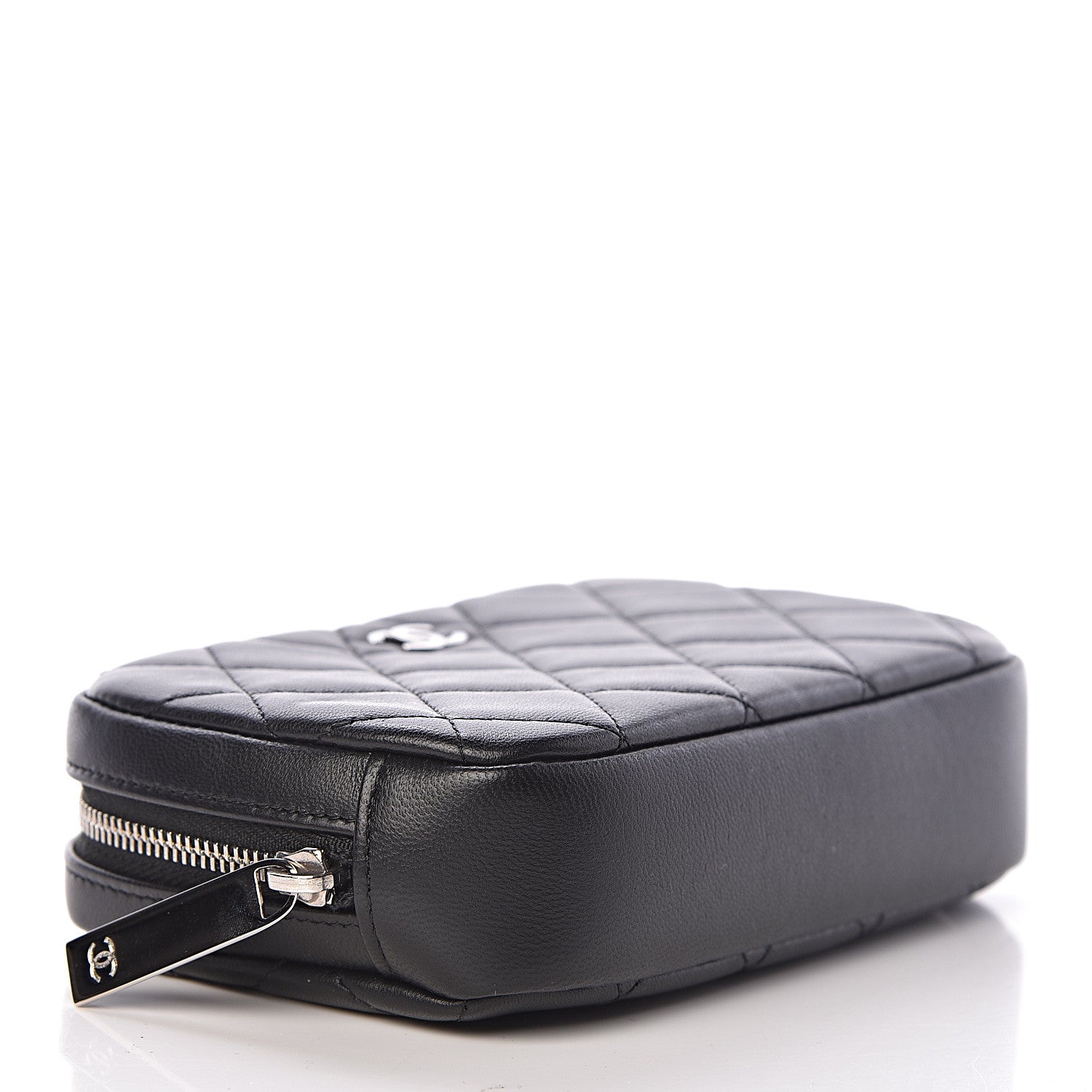 Chanel Lambskin Quilted Small Curvy Pouch Cosmetic Case Black 4 of 8