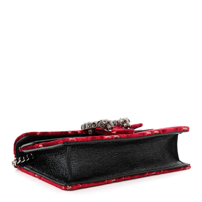Gucci Velvet GG Monogram Super Mini Dionysus Shoulder Bag Red Cipria Black 4 of 10