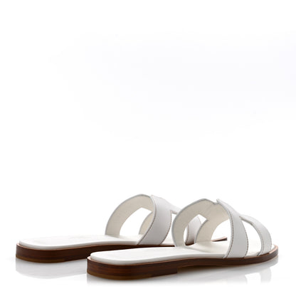 Hermes Box Calfskin Oran Sandals 37.5 White 5 of 10